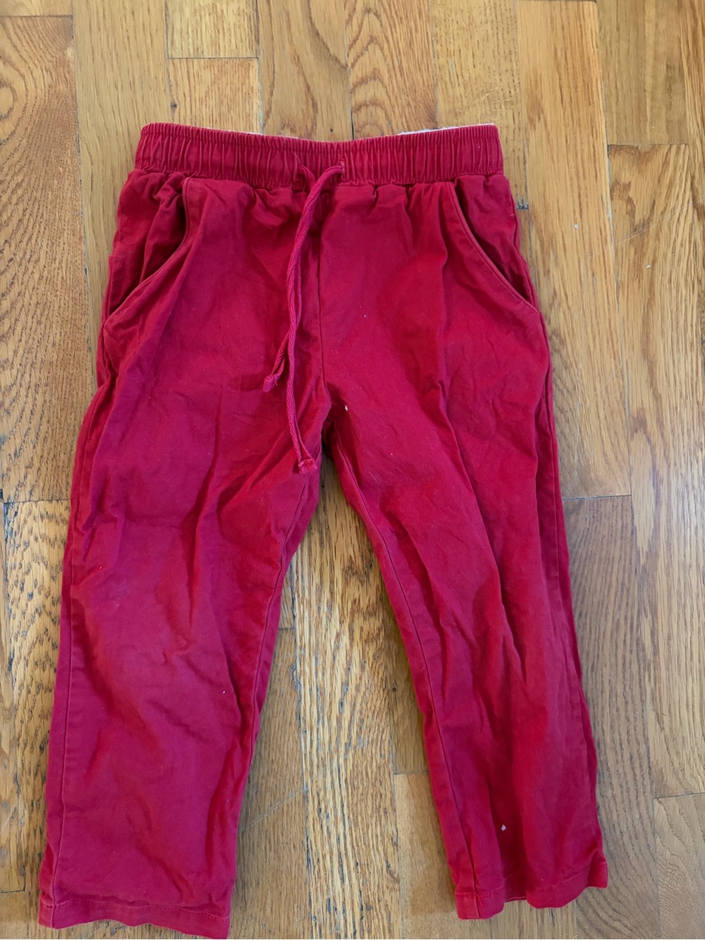 Kids Red Elastic Waist Jogger Pants